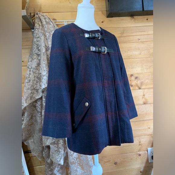 Guess Jackets & Blazers - Vintage Guess LA Wool Shacket Navy Plaid Jacket Preppy Twee Coquette XS Cape